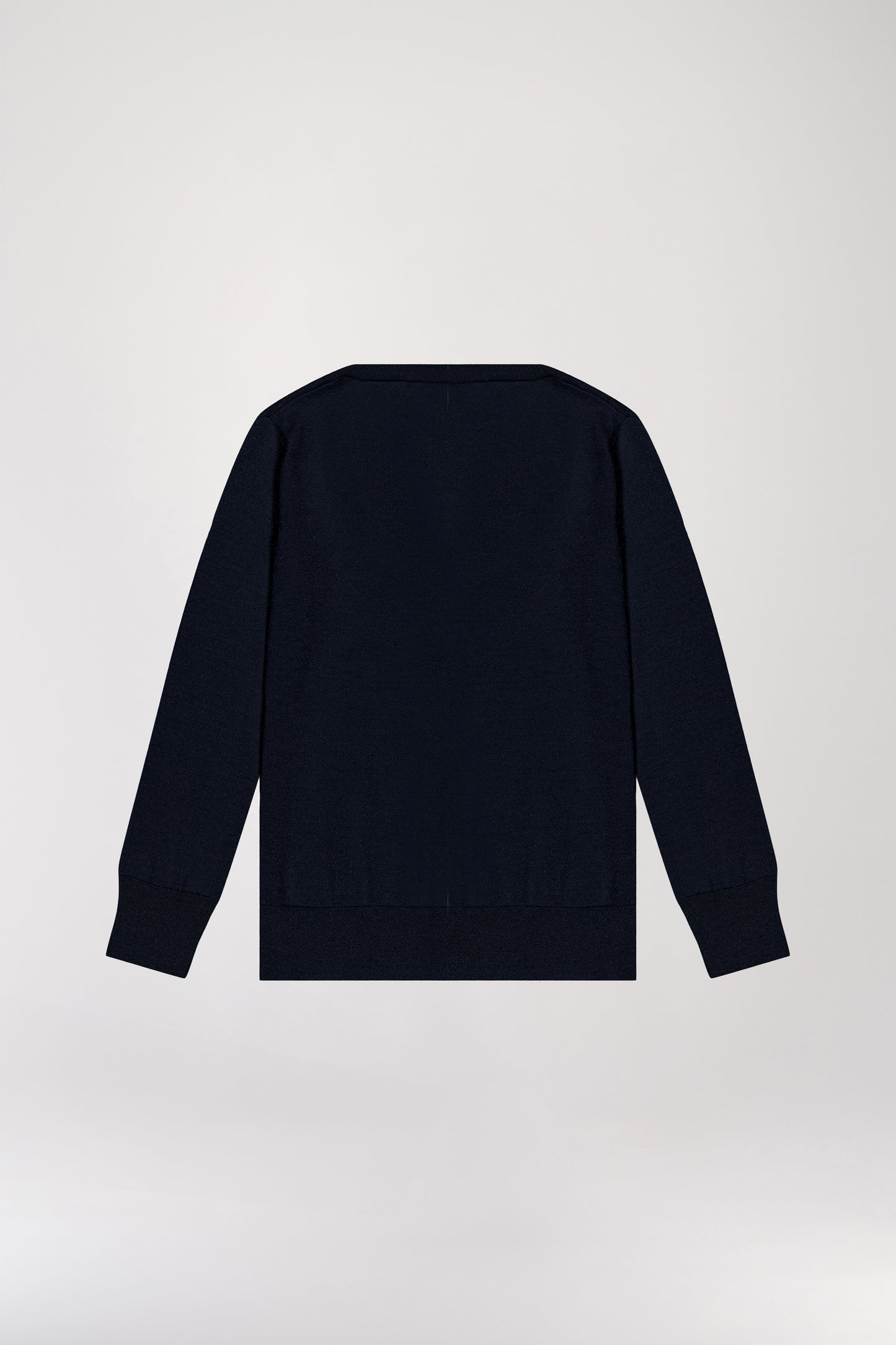 Navy wool and lurex V-neck sweater