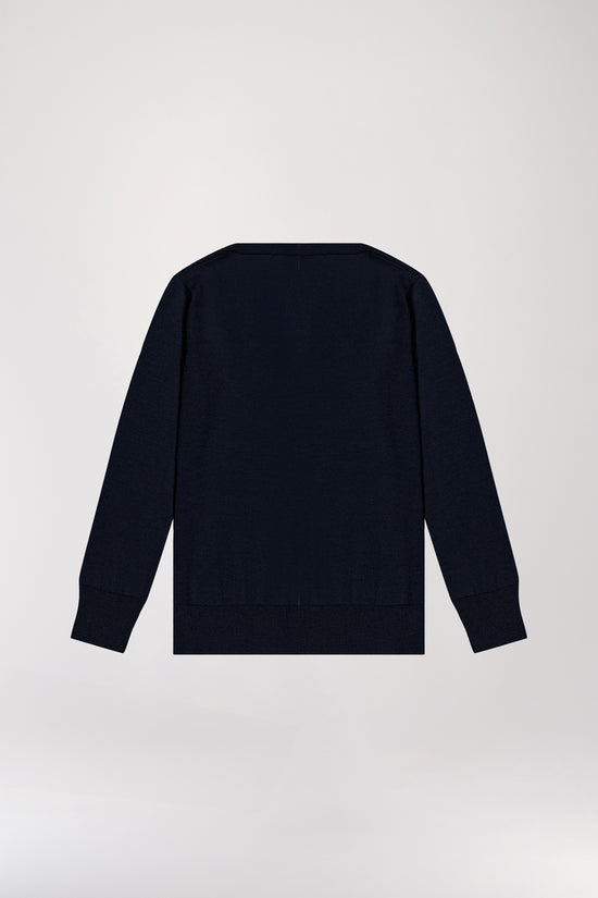 Navy wool and lurex V-neck sweater