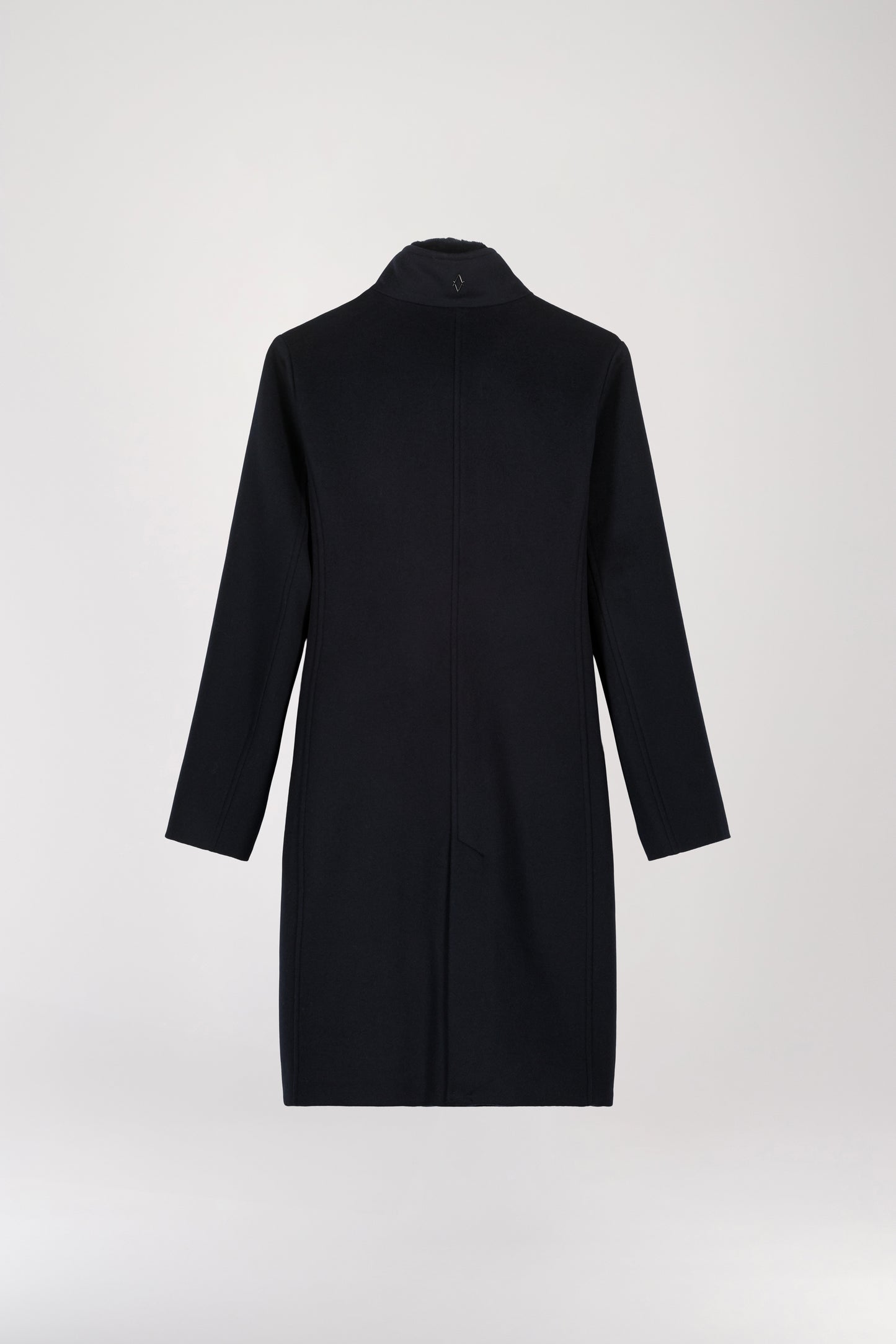 Long navy trompe l'oeil coat