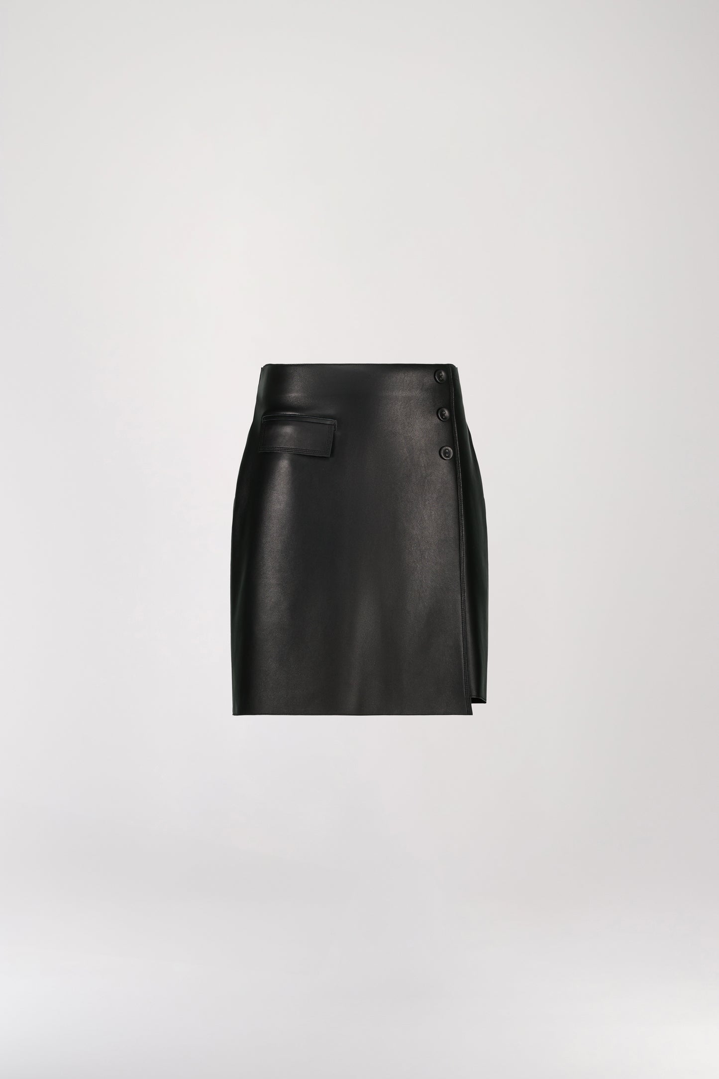 Black leather trapeze skirt