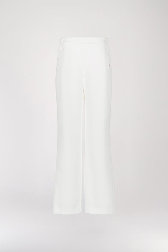 White bridge flared pants