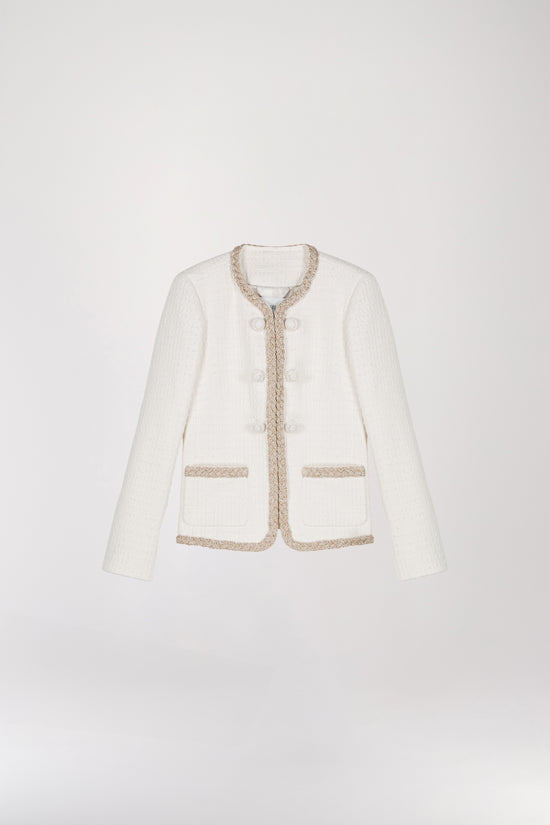 Veste en tweed blanc cassé