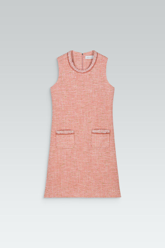 Apricot tweed sleeveless dress