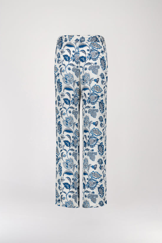 Blue printed flowing pants