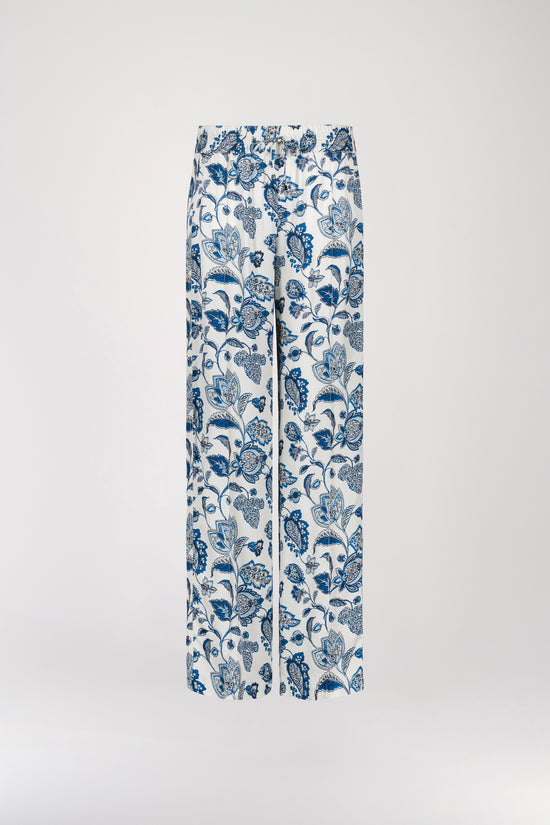 Blue printed flowing pants