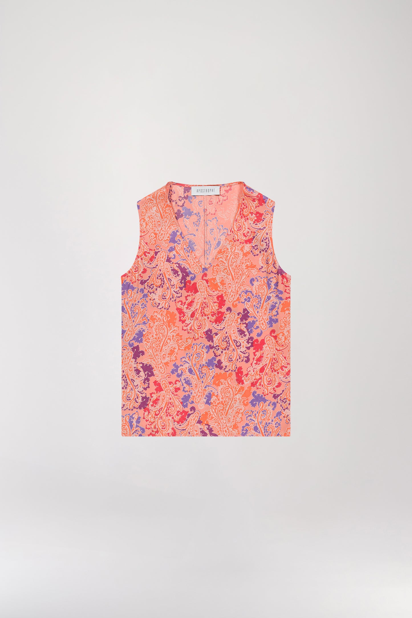 Apricot print V-neck tank top