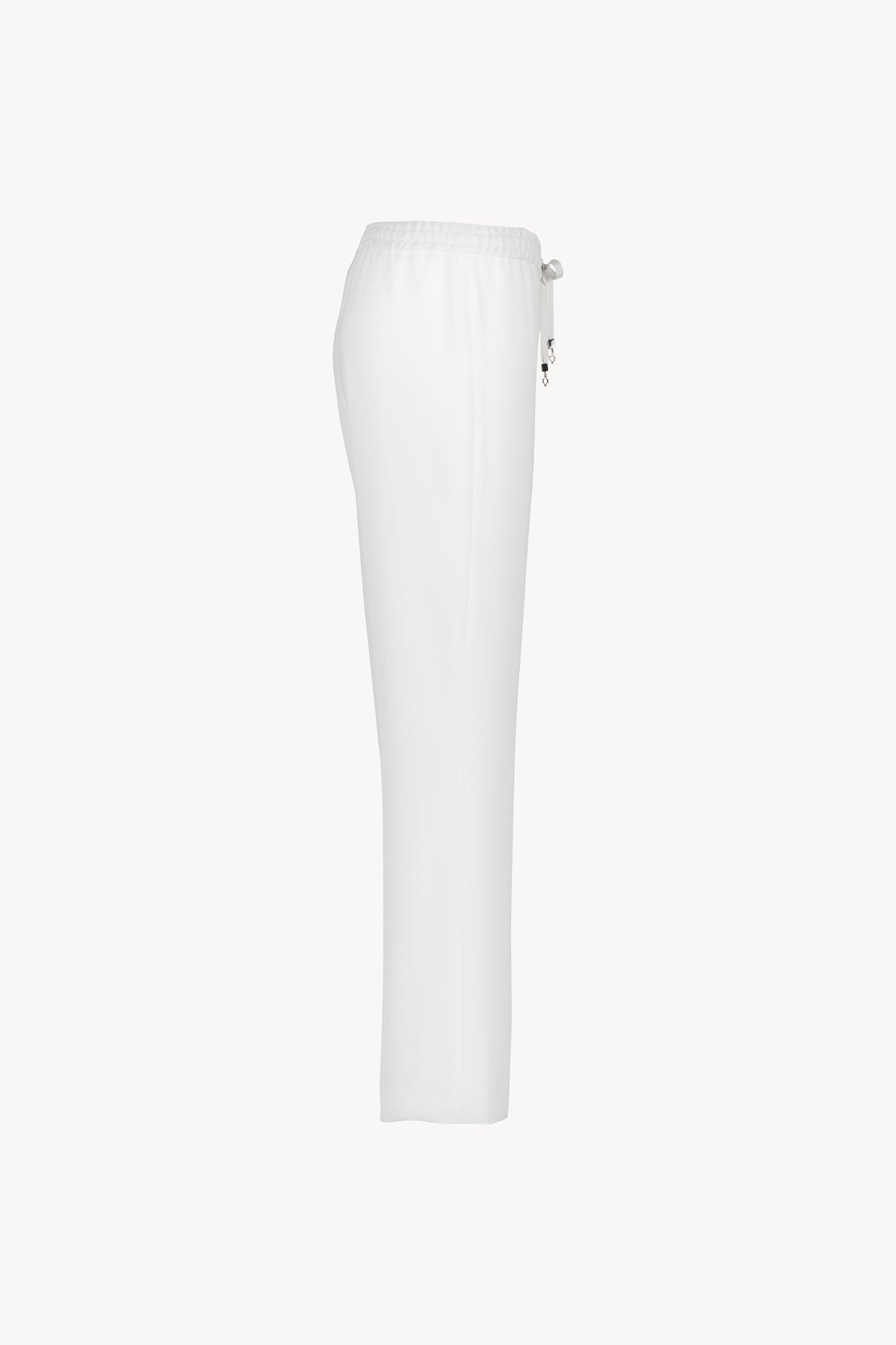 Pantalon fluide large blanc cassé avec ceinture froncée 