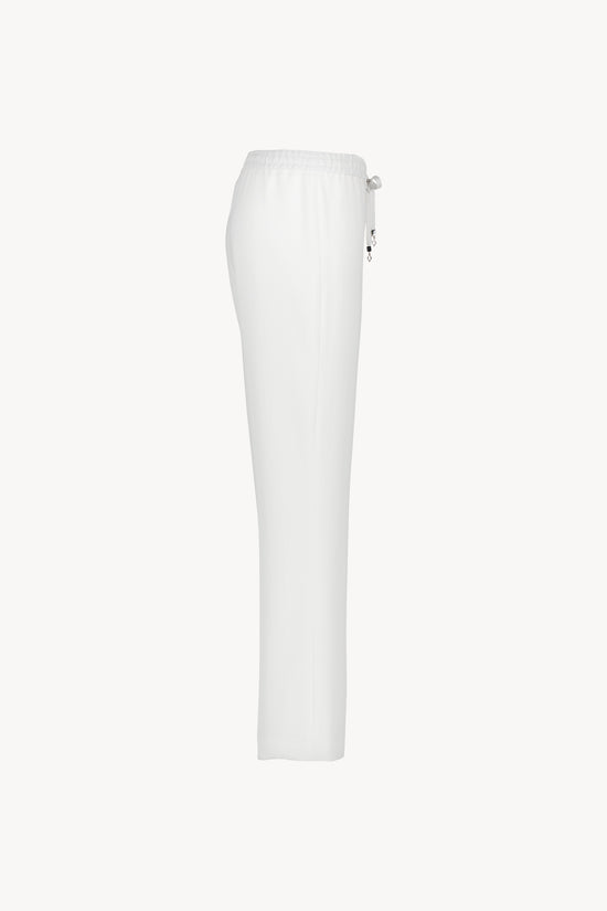 Pantalon fluide large blanc cassé avec ceinture froncée 