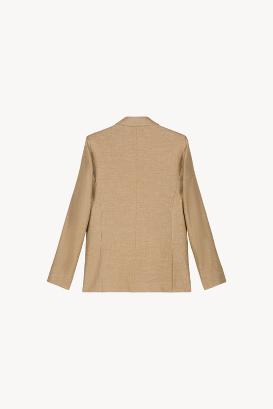 Veste de tailleur croisée cintrée blanc avec col chemise ainsi que 6 boutons 