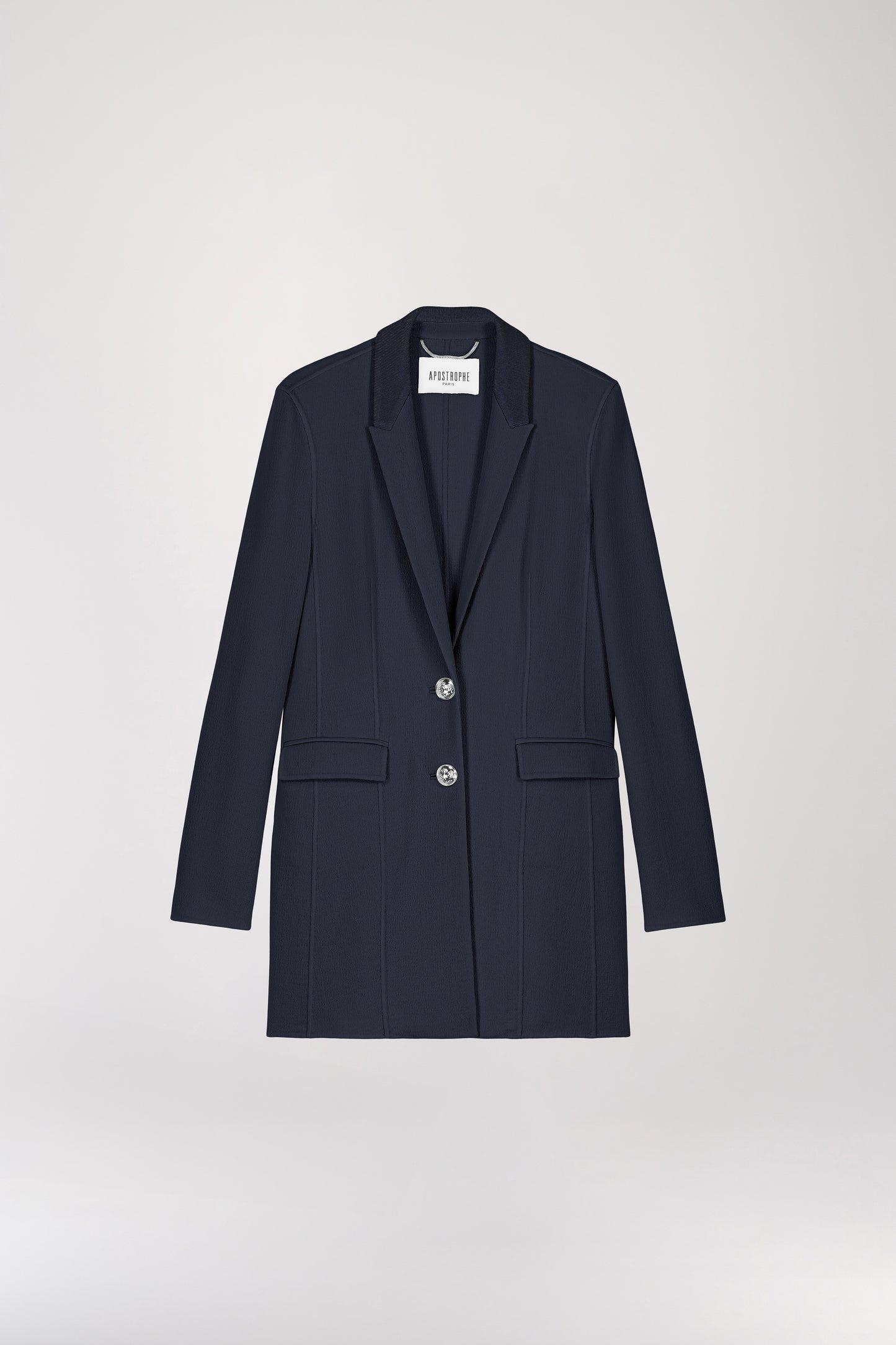 Blazer long en laine marine