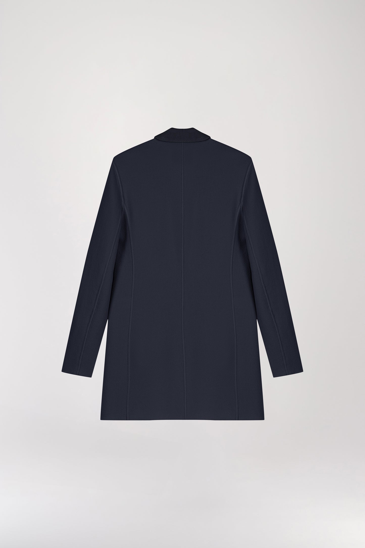 Long navy wool blazer