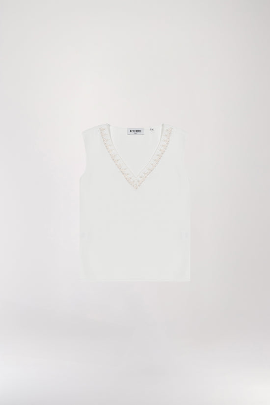 Off-white embroidered V-neck tank top