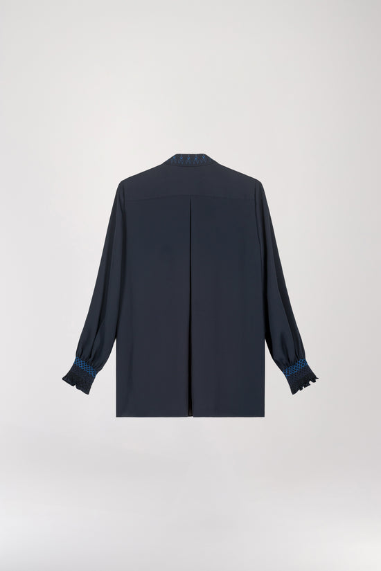 Navy puff sleeve shirt