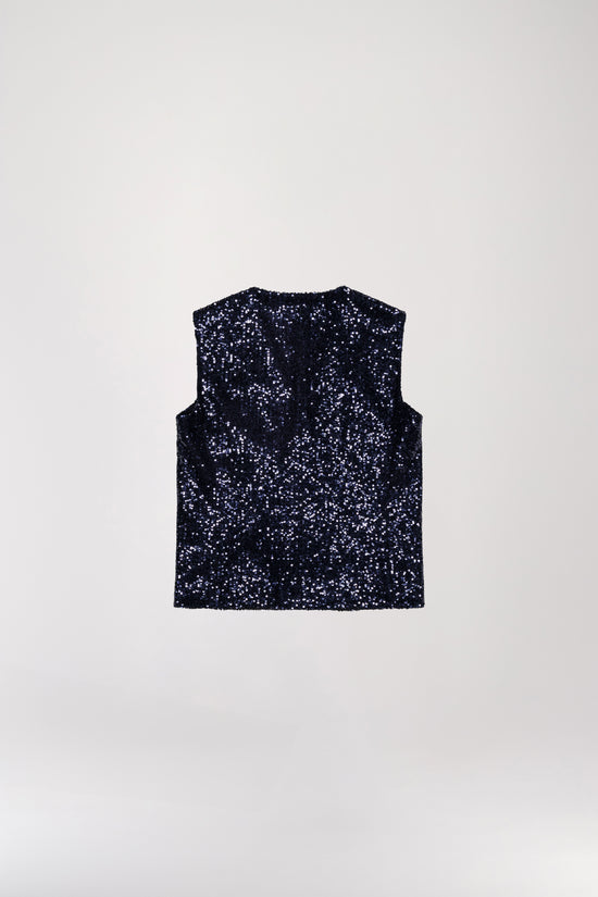 Navy sequin vest