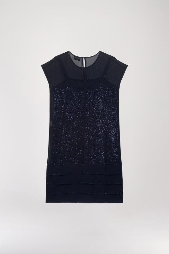 Navy sequin straight dress