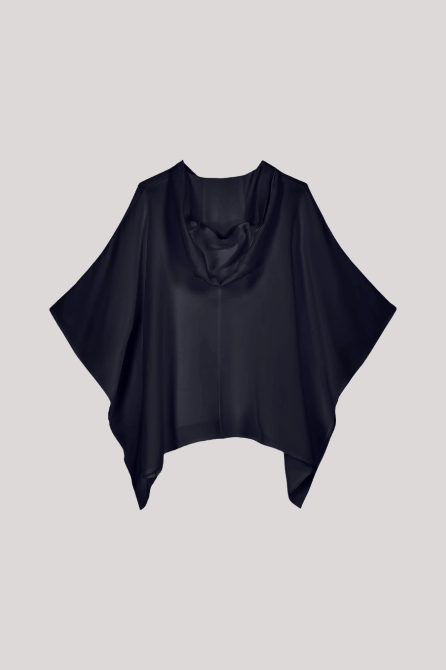 Navy silk poncho