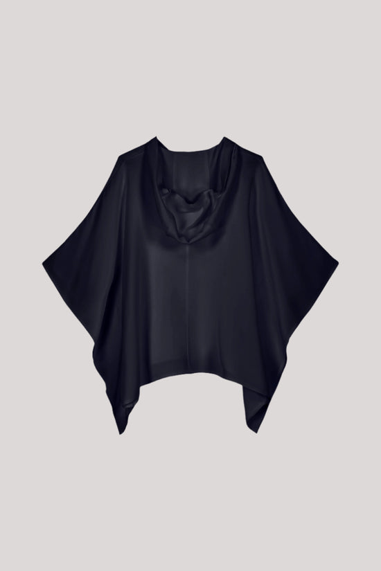 Poncho en soie marine