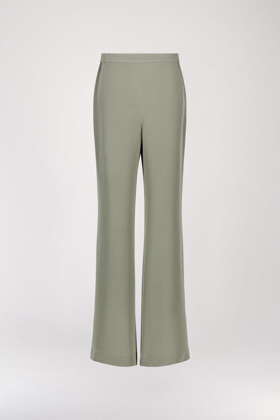 Khaki silk flowing pants