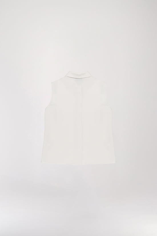 Blouse chemise sans manches blanc