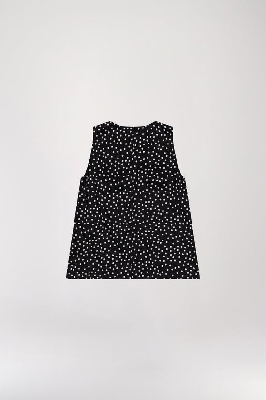 Black polka dot print V-neck tank top