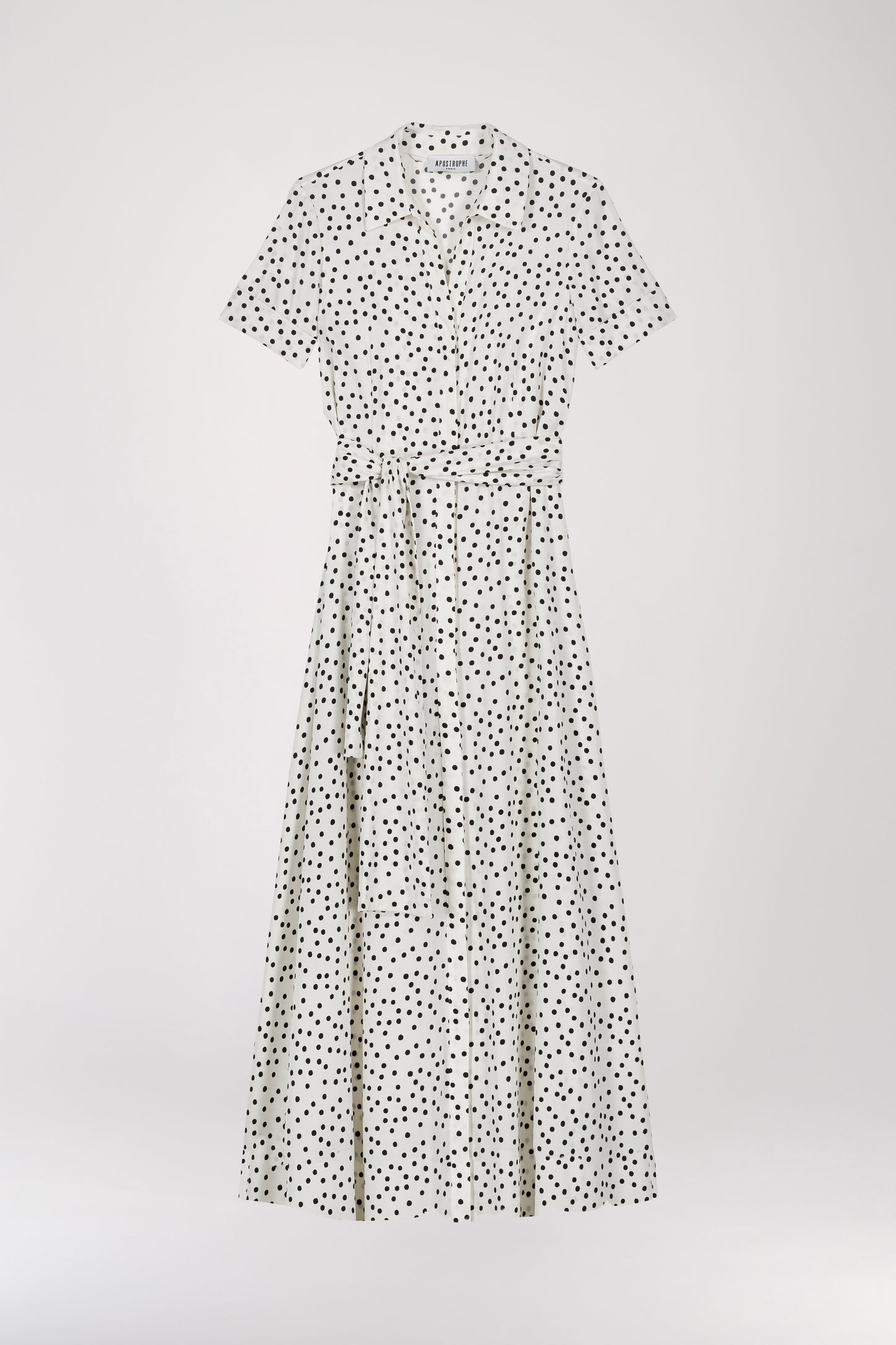 Robe longue à pois blanc cassé