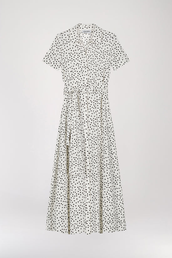 Robe longue à pois blanc cassé