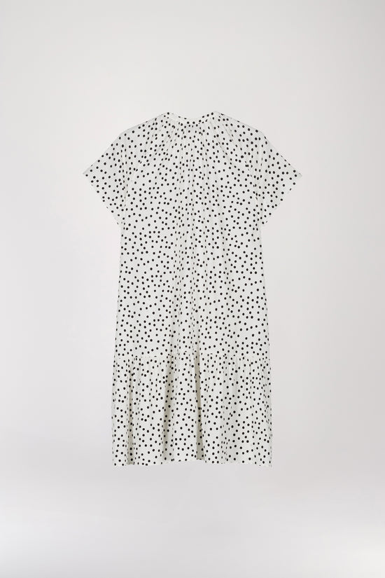 Off-white polka dot print mandarin collar dress