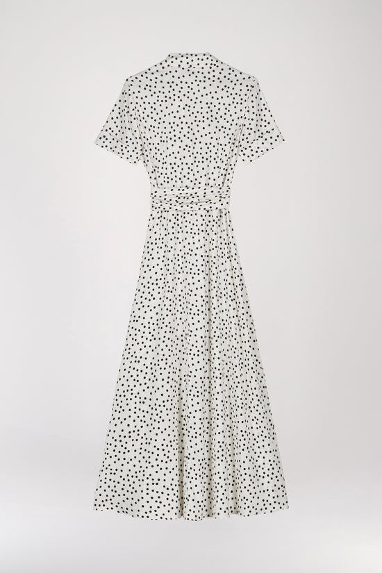 Robe longue à pois blanc cassé