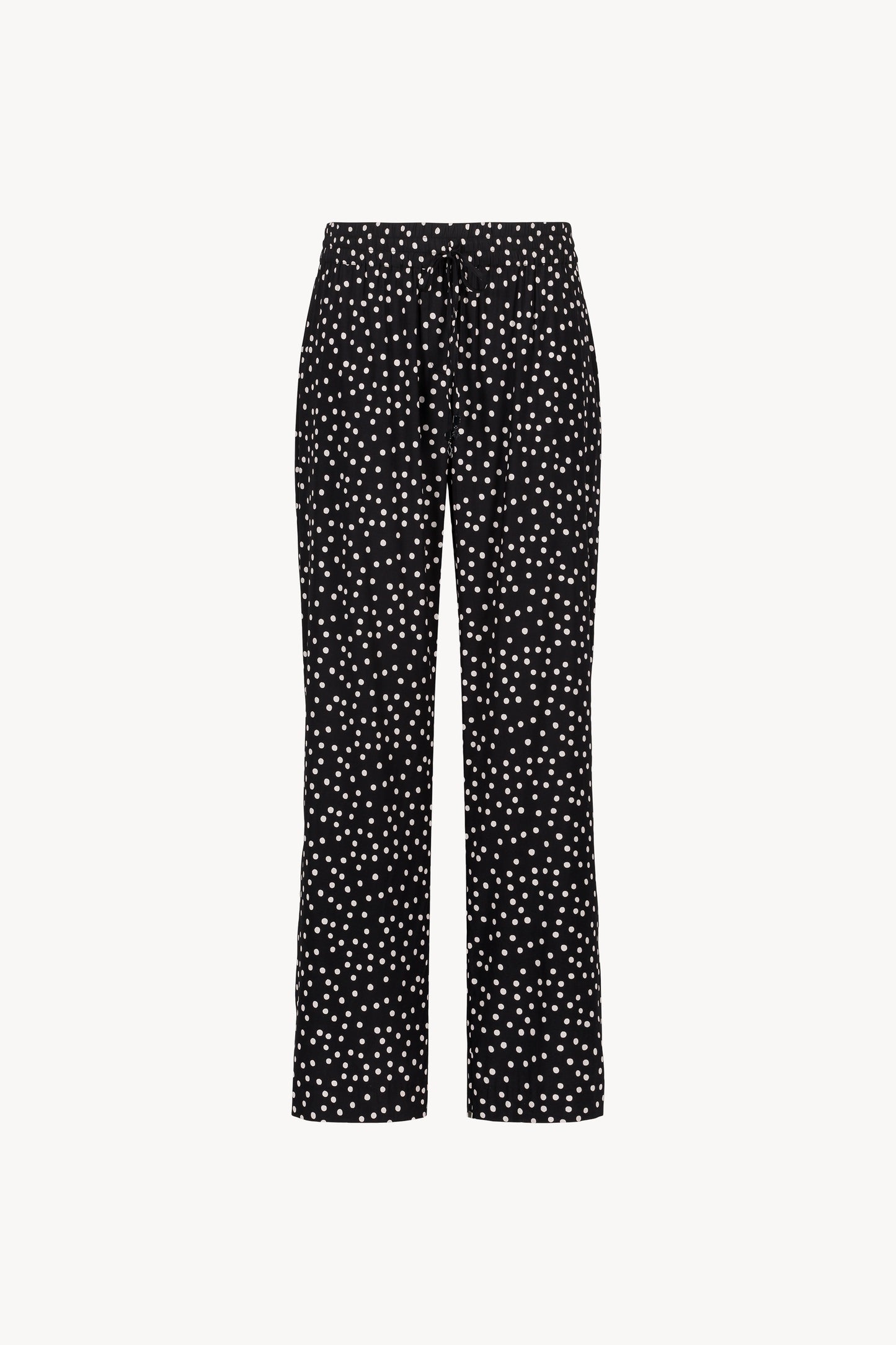 Pantalon fluide imprimé à pois noir