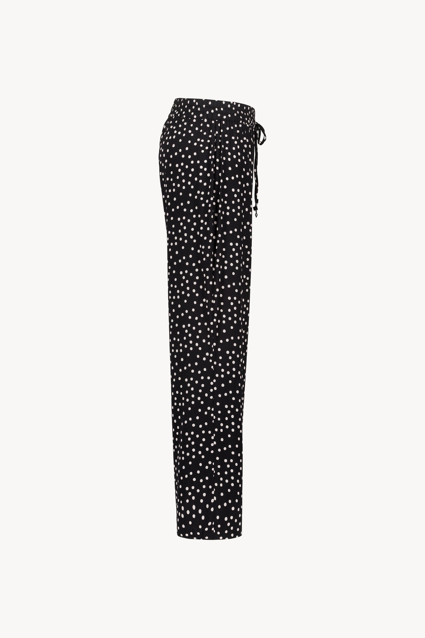 Pantalon fluide imprimé à pois noir