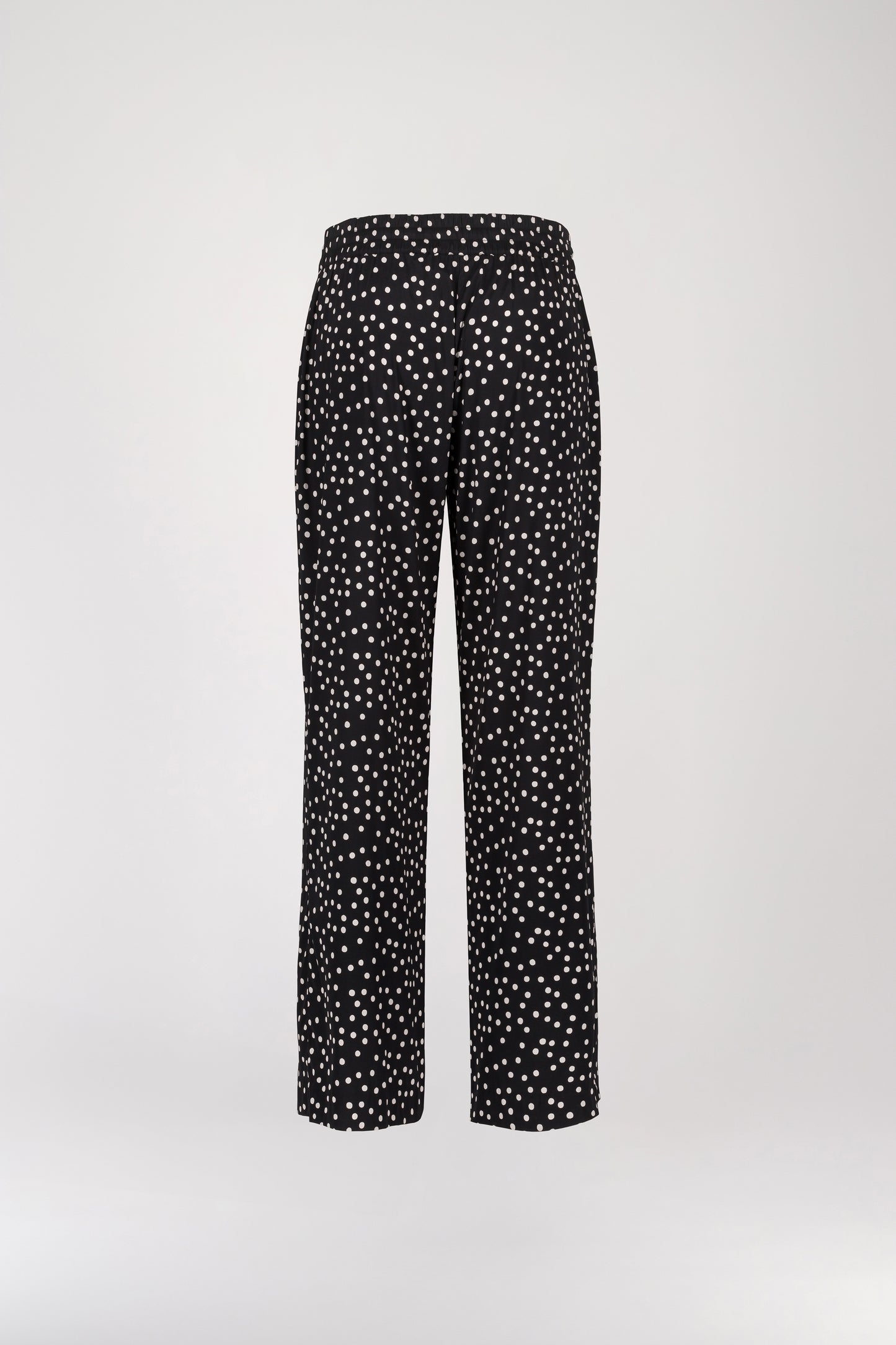 Flowing black polka dot printed pants