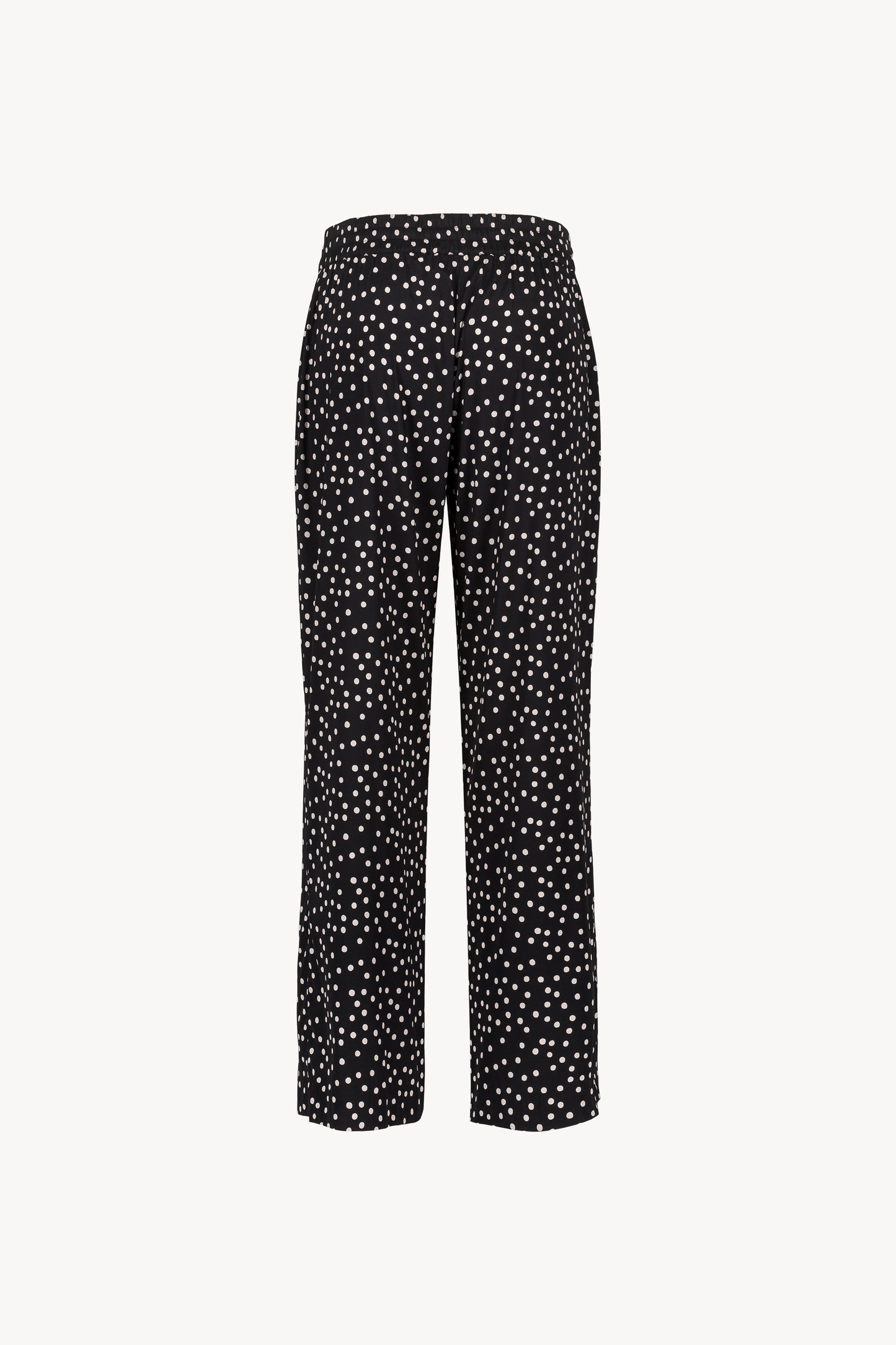 Pantalon fluide imprimé à pois noir