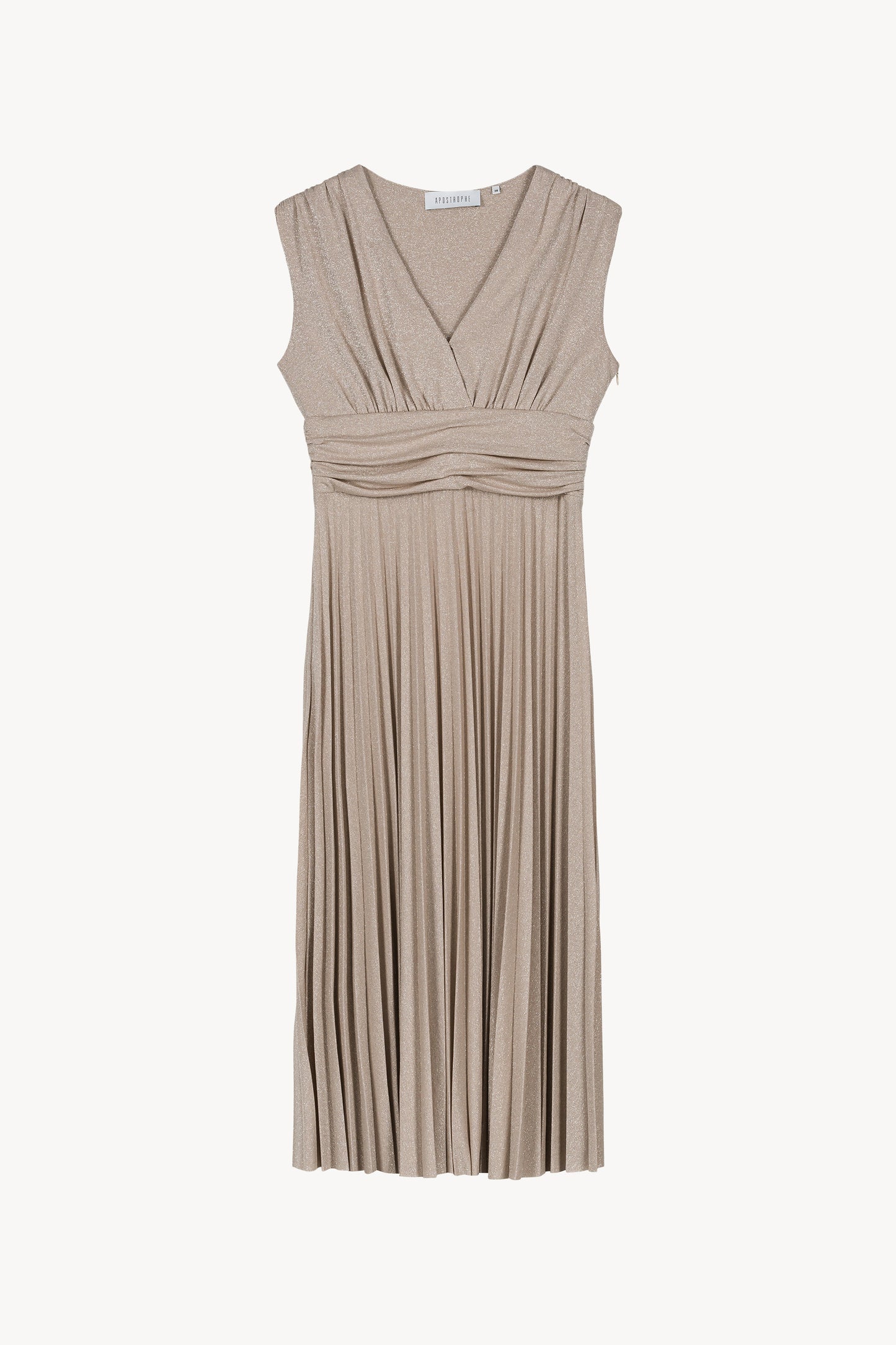 Navy sequined pleated mid-length dress