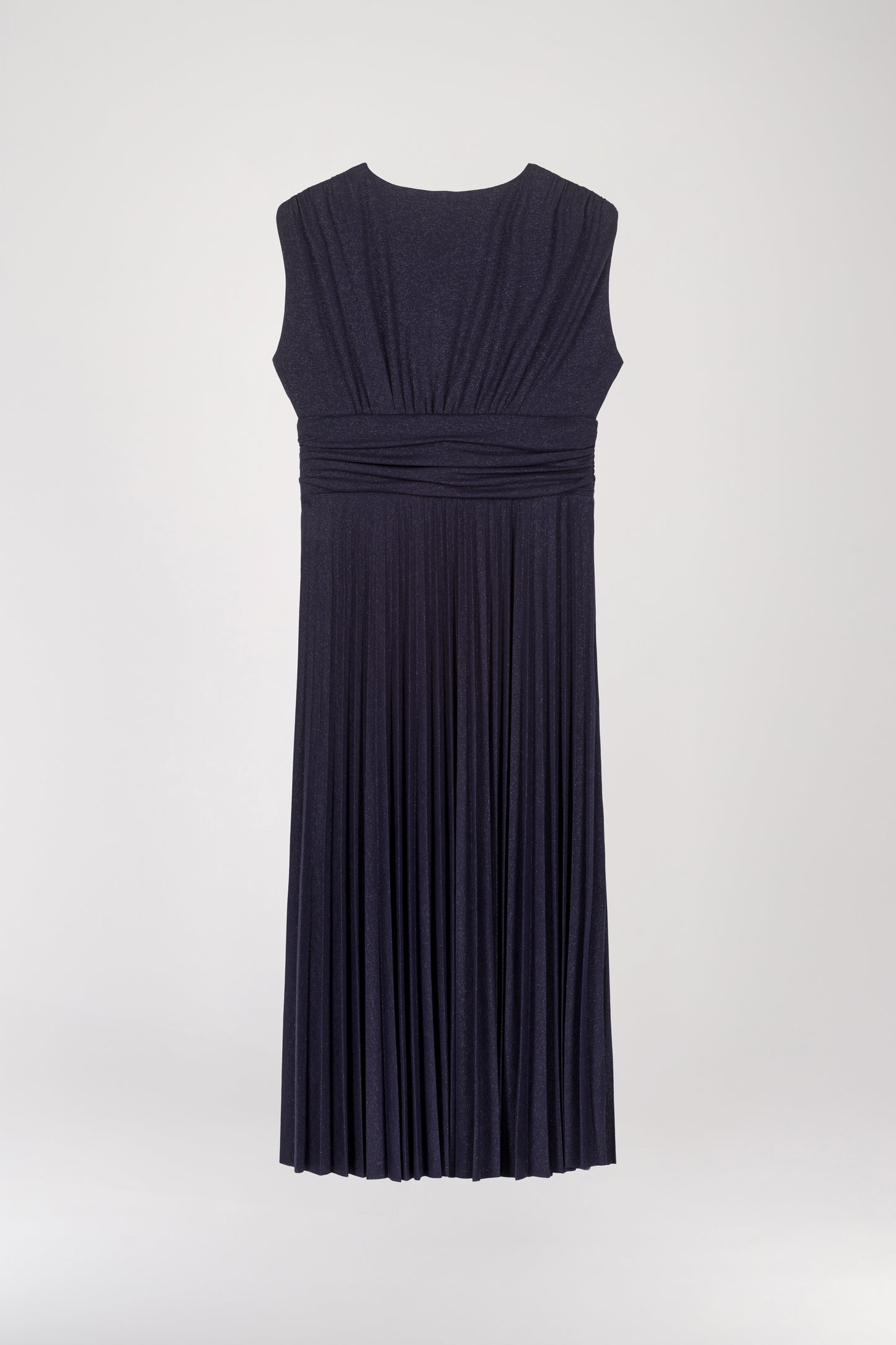 Navy sequined pleated mid-length dress