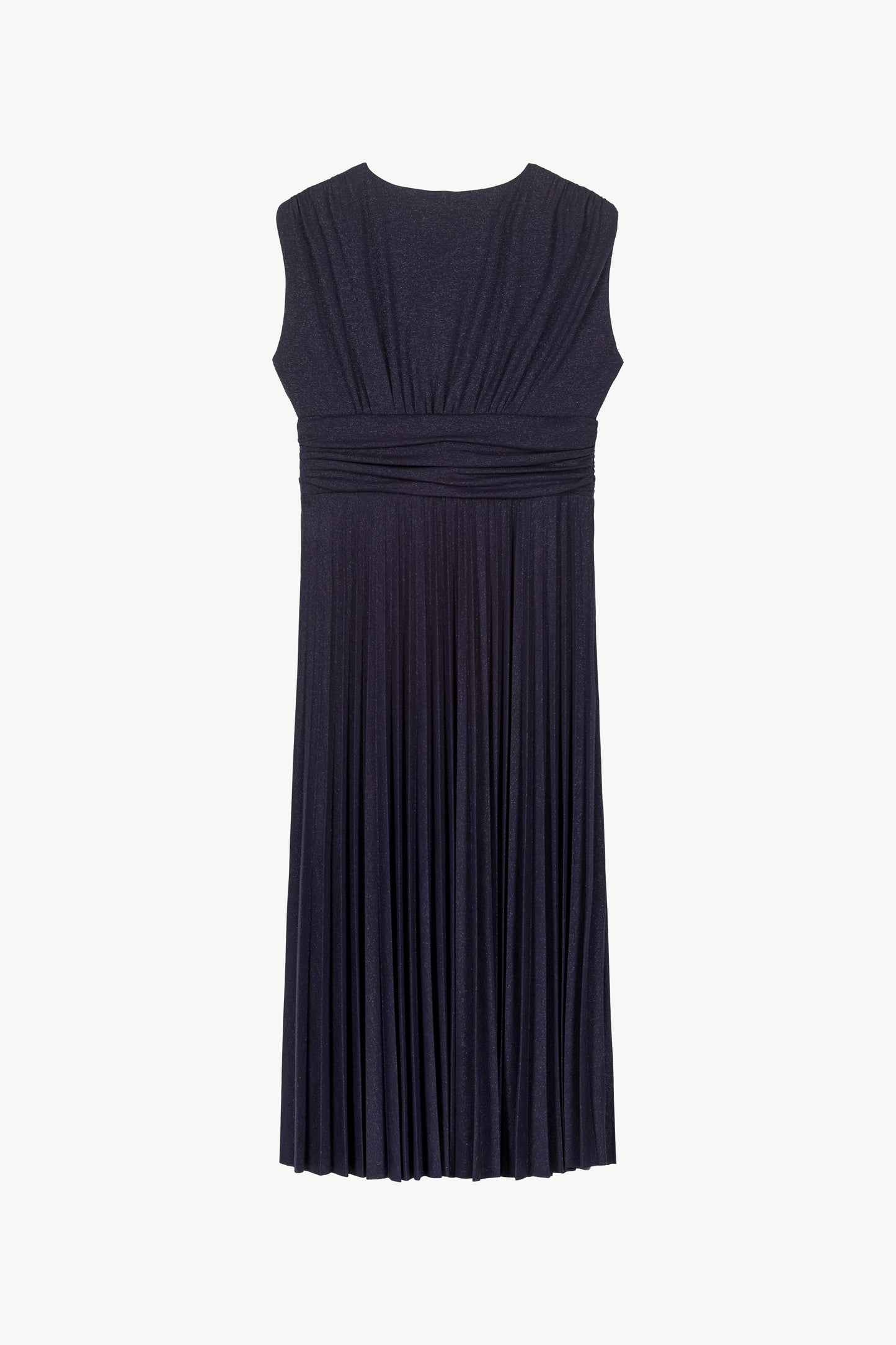 Navy sequined pleated mid-length dress