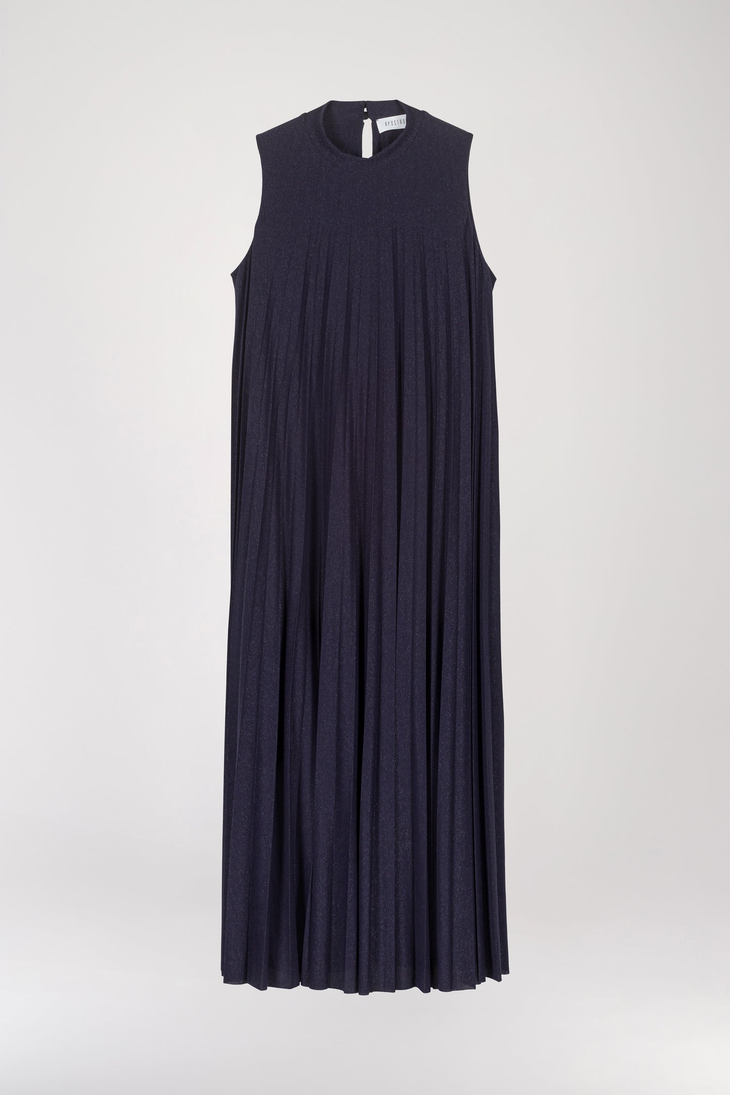 Long pleated dress with navy sequins