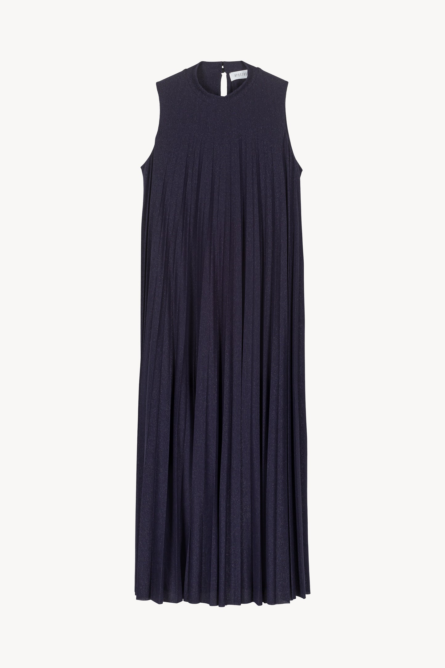 Long pleated dress with navy sequins