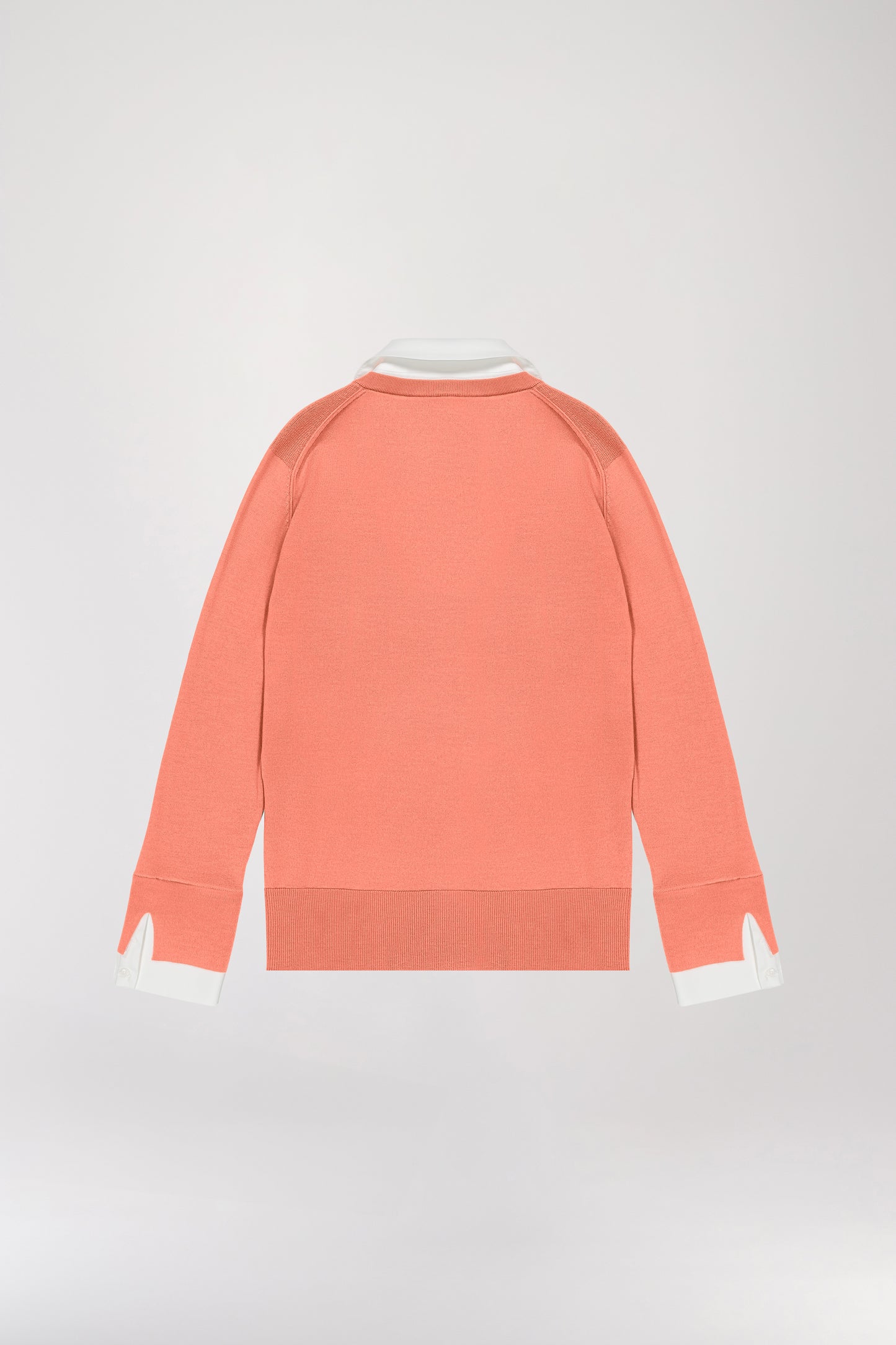 Apricot trompe l'oeil shirt sweater