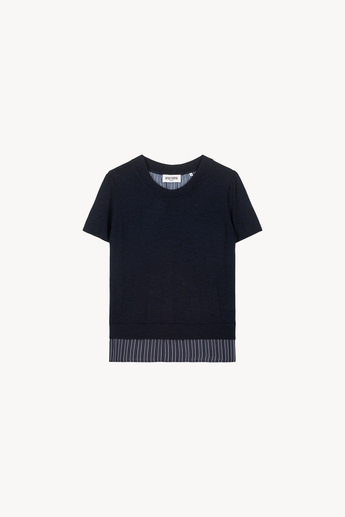 T-shirt en maille marine dos rayés