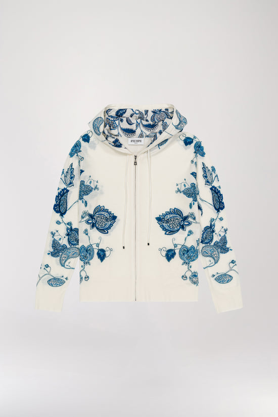 White printed hooded vest