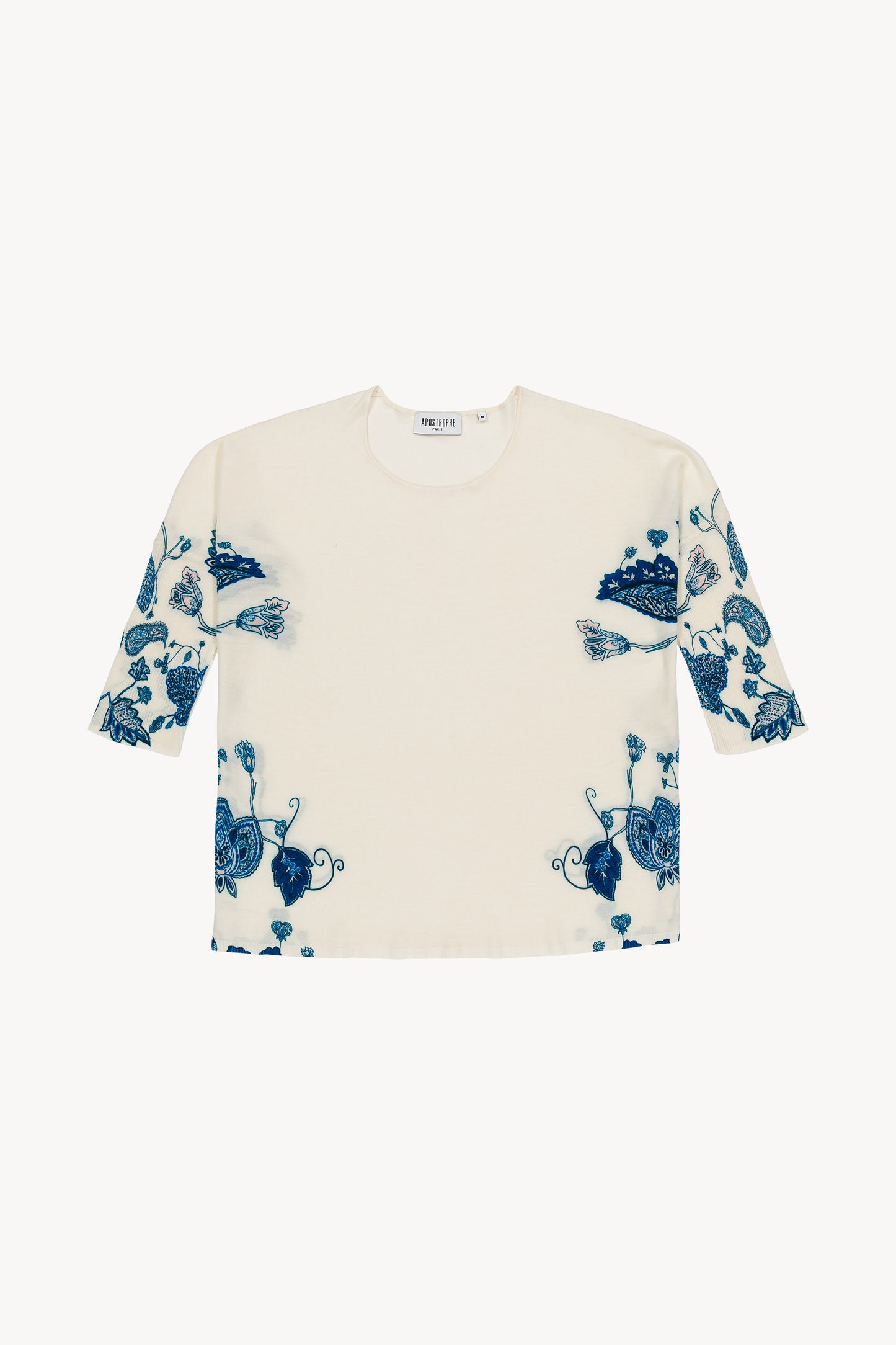 Pull manches à imprimé blanc
