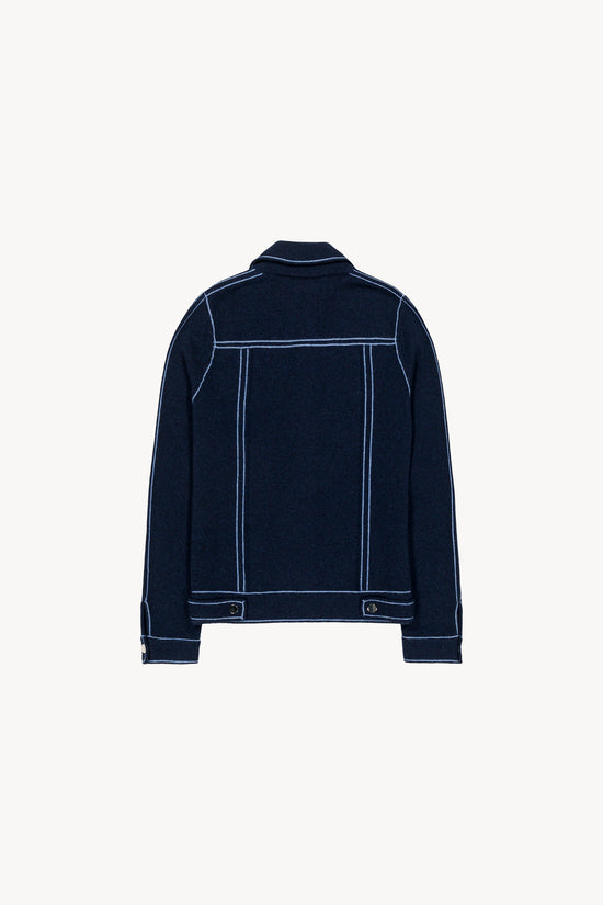 Navy denim effect knit cardigan