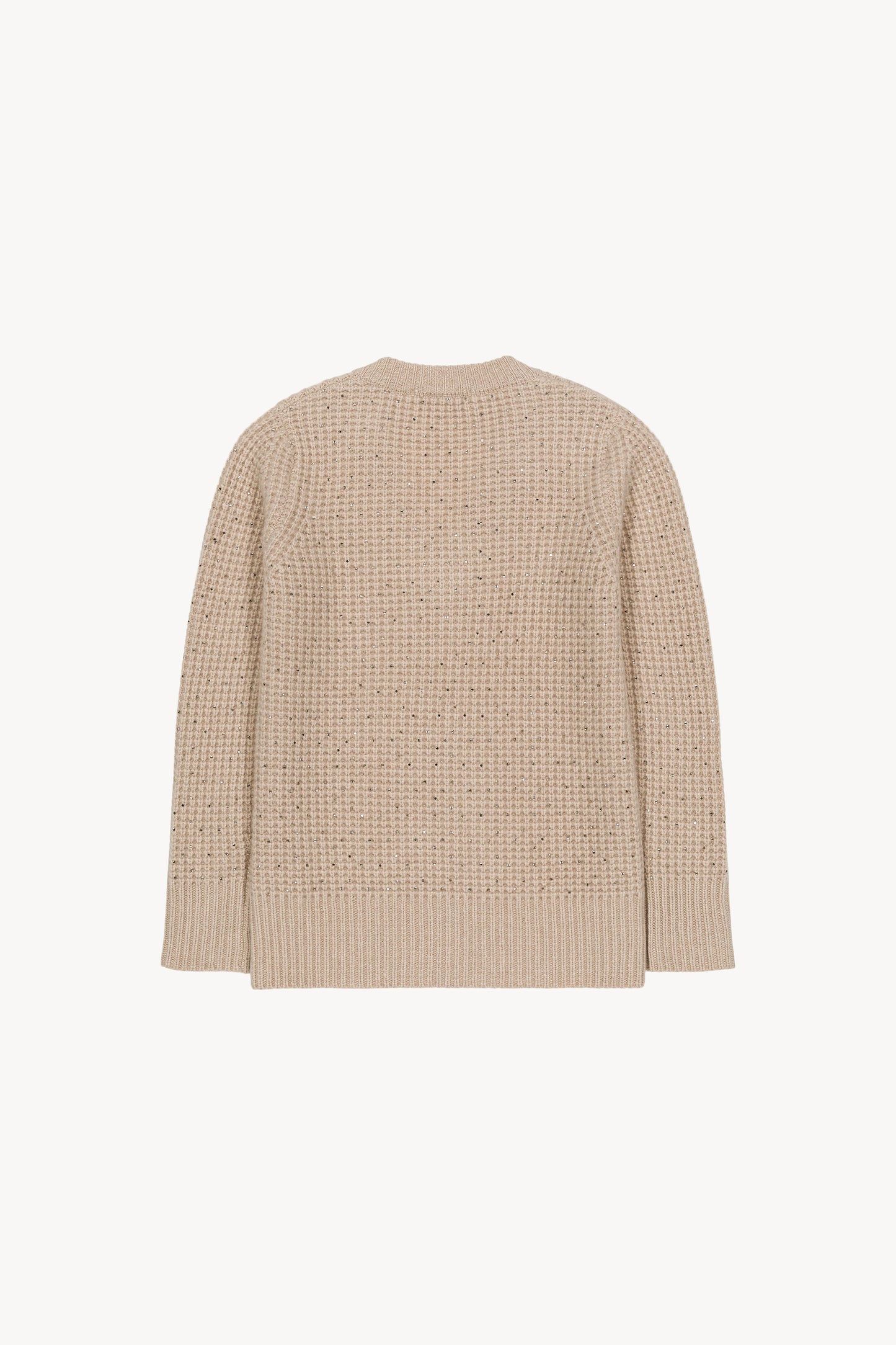 Pull col V à strass beige