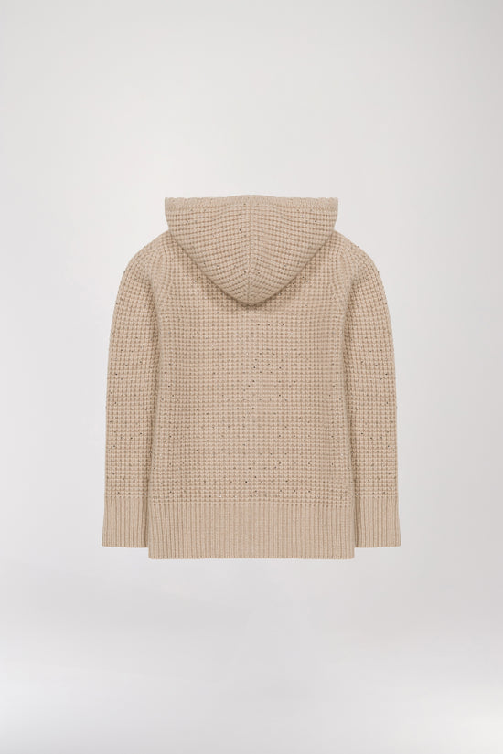 Pull à capuche à strass beige