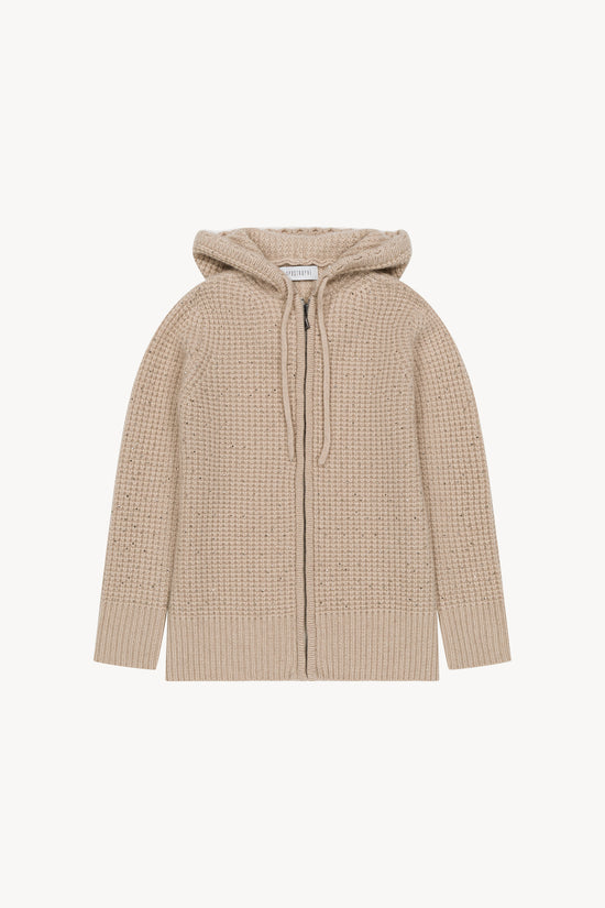 Pull à capuche à strass beige