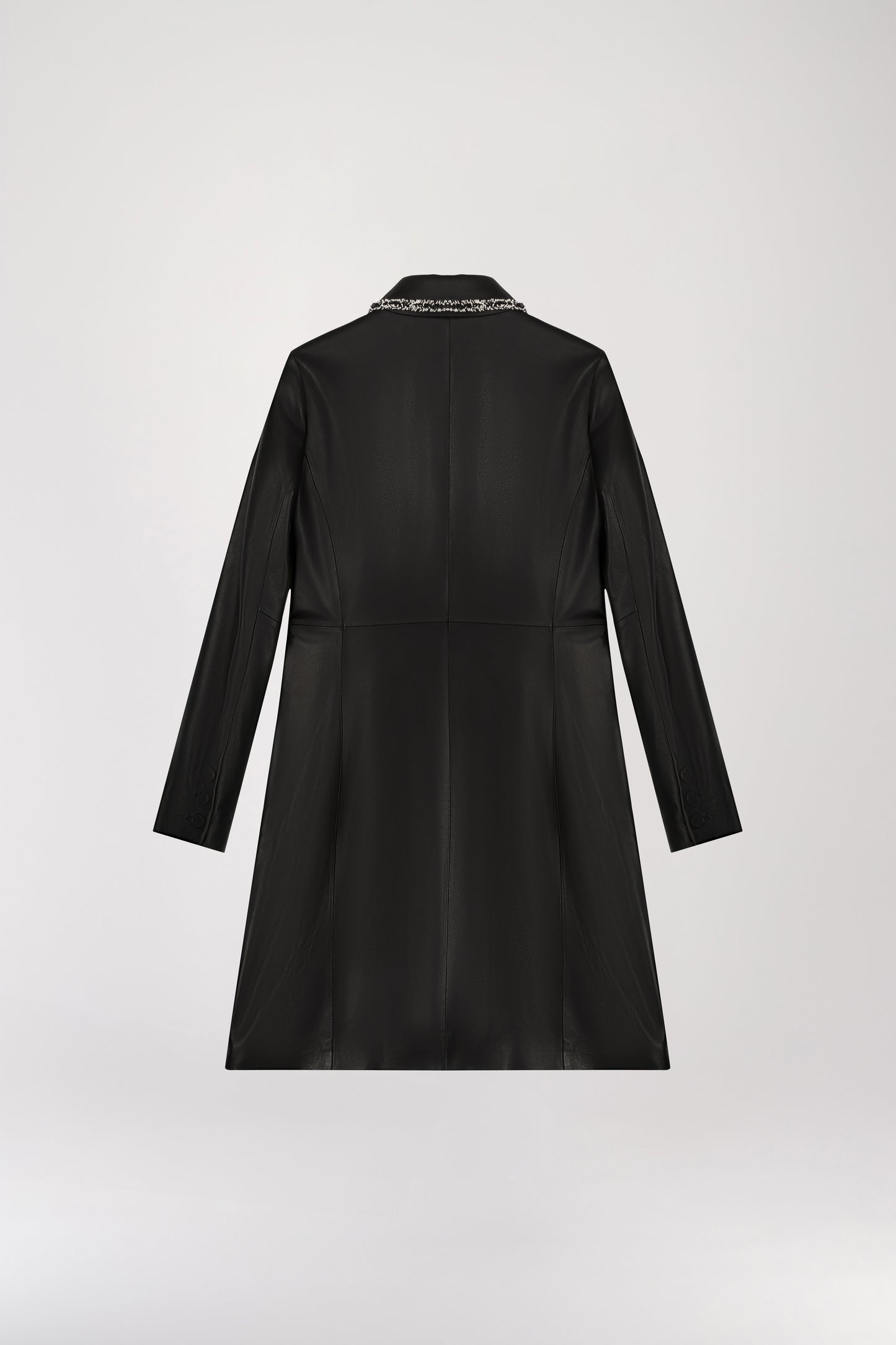 Manteau mi-long en cuir noir