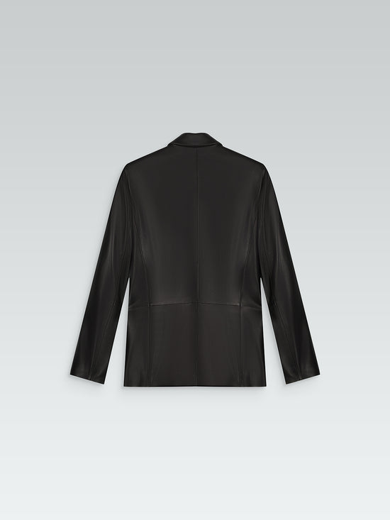 Black leather tailored jacket