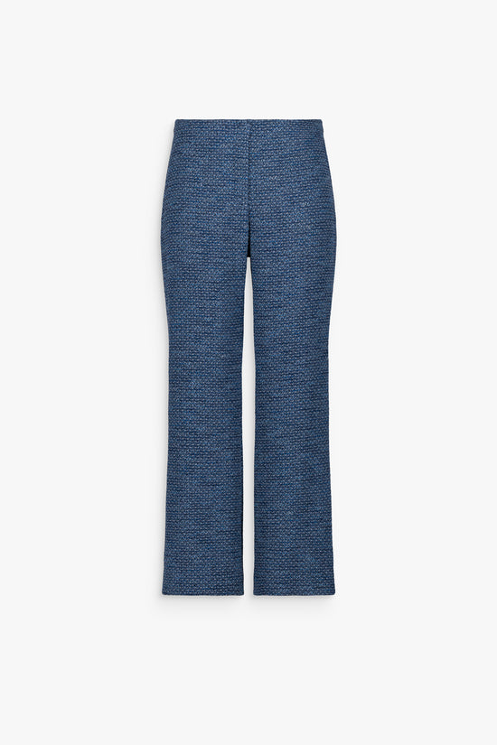 Pantalon droit en tweed bleu denim