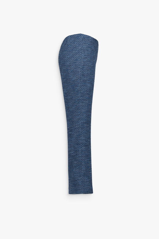 Pantalon droit en tweed bleu denim