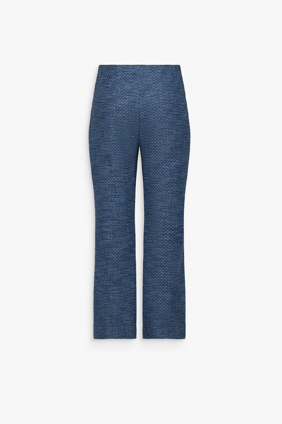 Pantalon droit en tweed bleu denim
